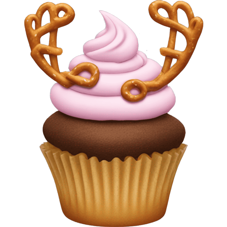 cupcake with pretzel antlers emoji