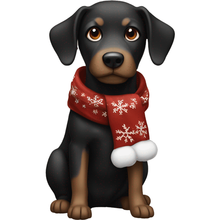 Dog black and brown with a christmas scarf emoji