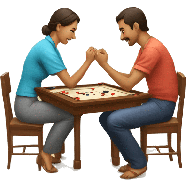 Couple playing carrom emoji