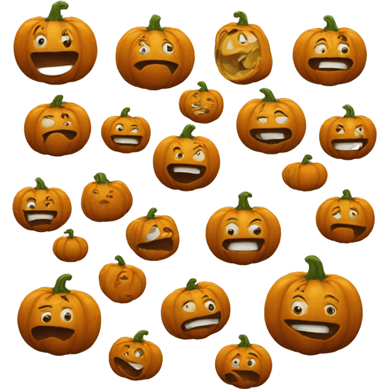 Pumpkin with goofy face emoji