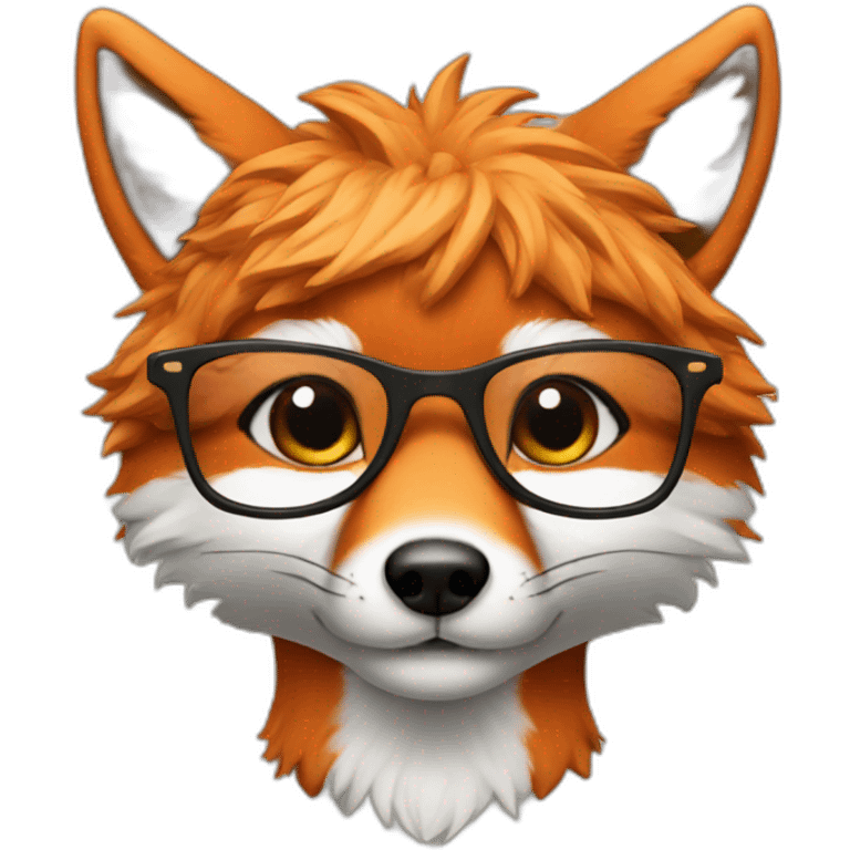 fox with glasses and wig on head emoji