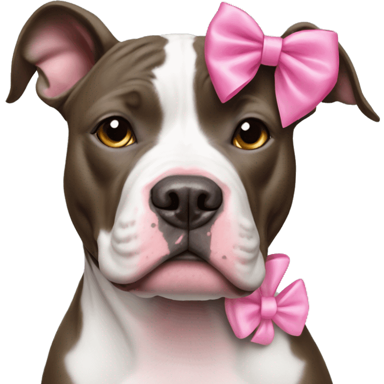 Black and White Pitbull with Pink Bow on Head emoji