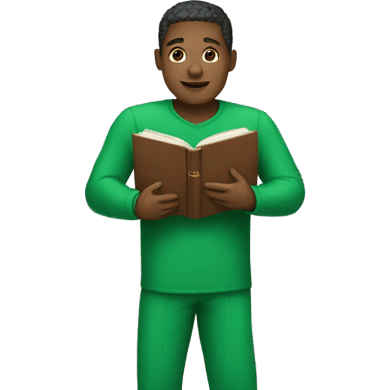 people in green clothes holding books emoji