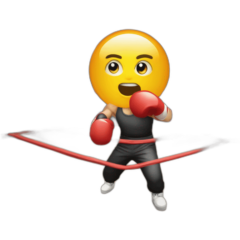 A photographer in a boxing ring with a bubble of information that says fight emoji