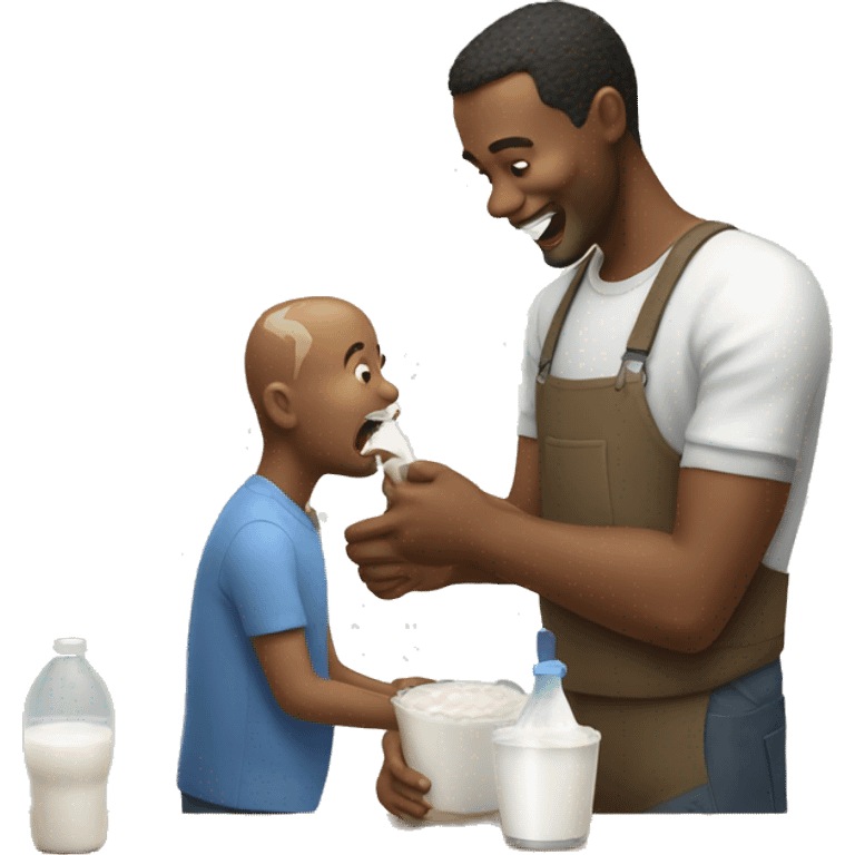 Man getting milk fed emoji