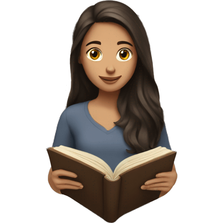 Brunette girl reading a book  emoji