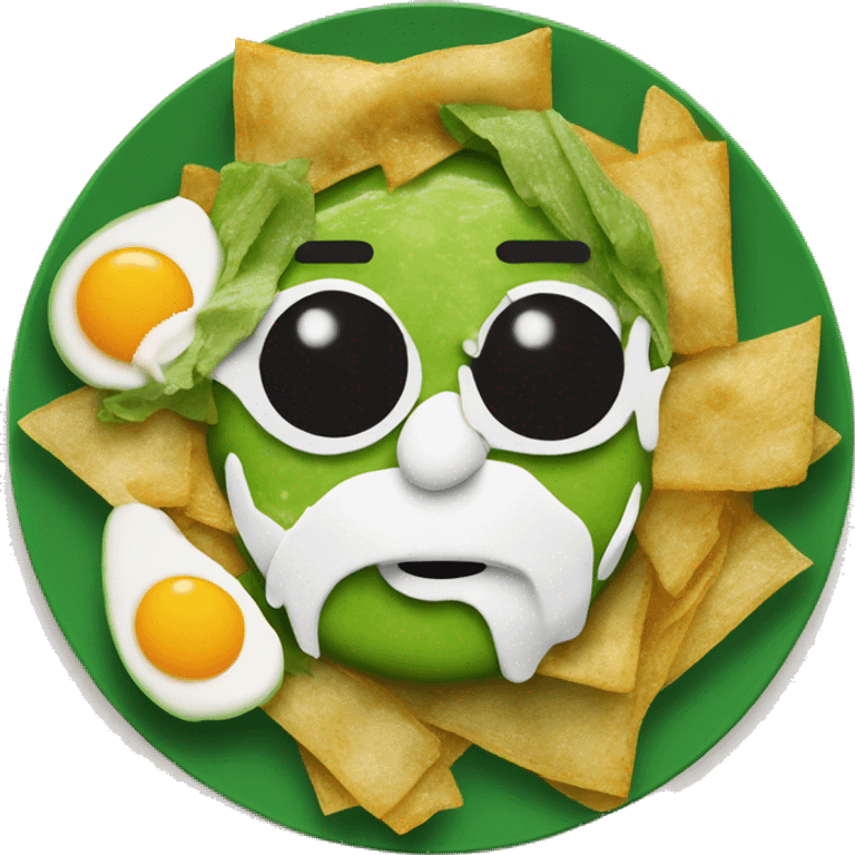 Plato de Chilaquiles verdes sin huevo y pollo  emoji