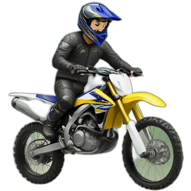 Man make wheelie with yamaha dirt bike emoji