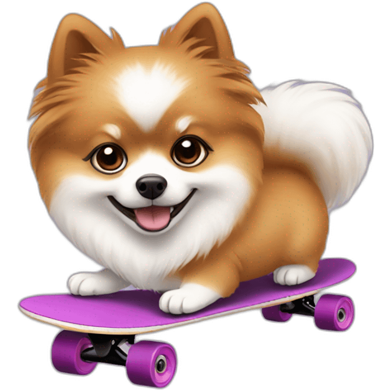 white brown pomeranian on a skateboard emoji