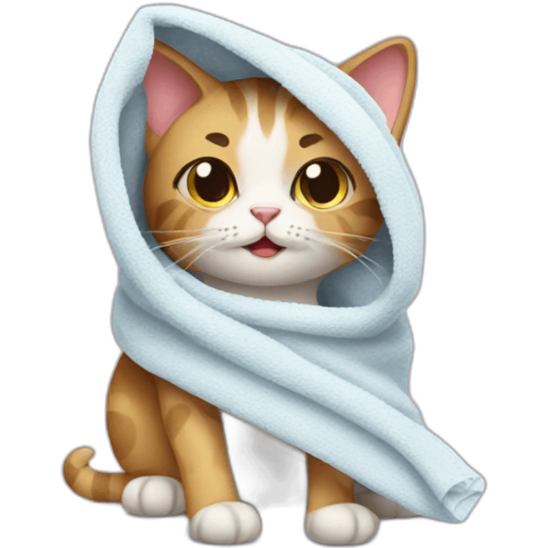 cat with a towel emoji