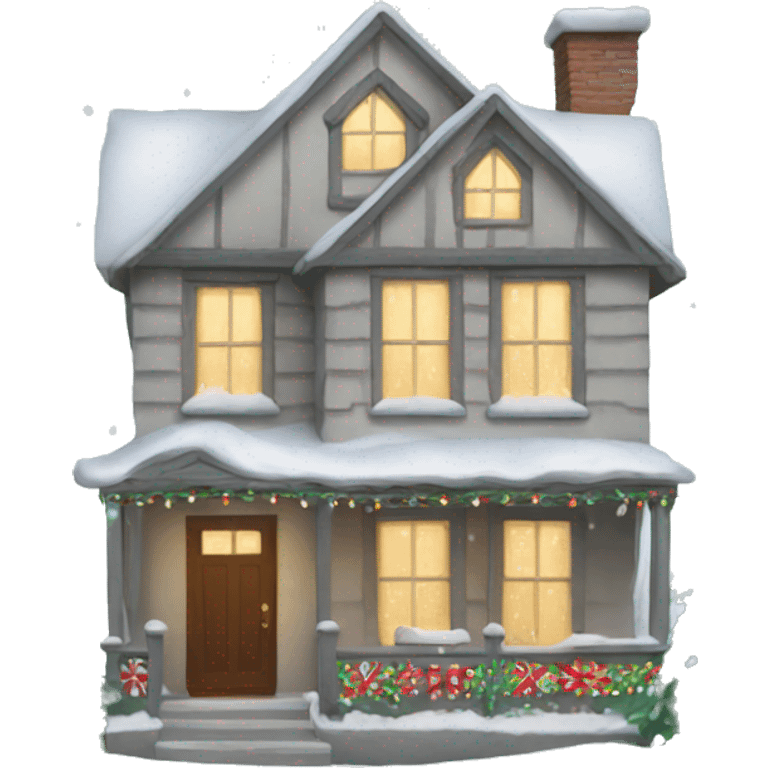 House with christmas decorations and snow  emoji