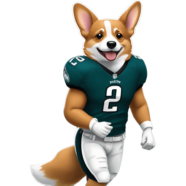 Tri colored corgi in Saquon Barkley eagles jersey emoji