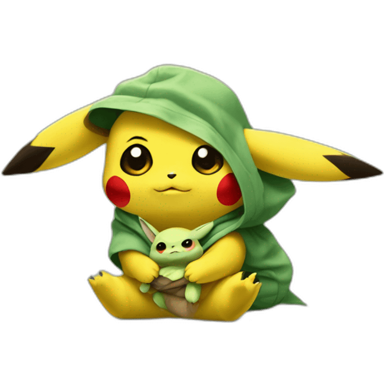 Pikachu holding baby yoda emoji