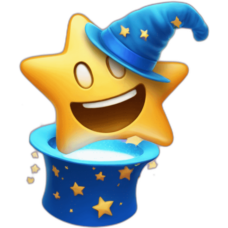 star jumping out of a magic hat emoji