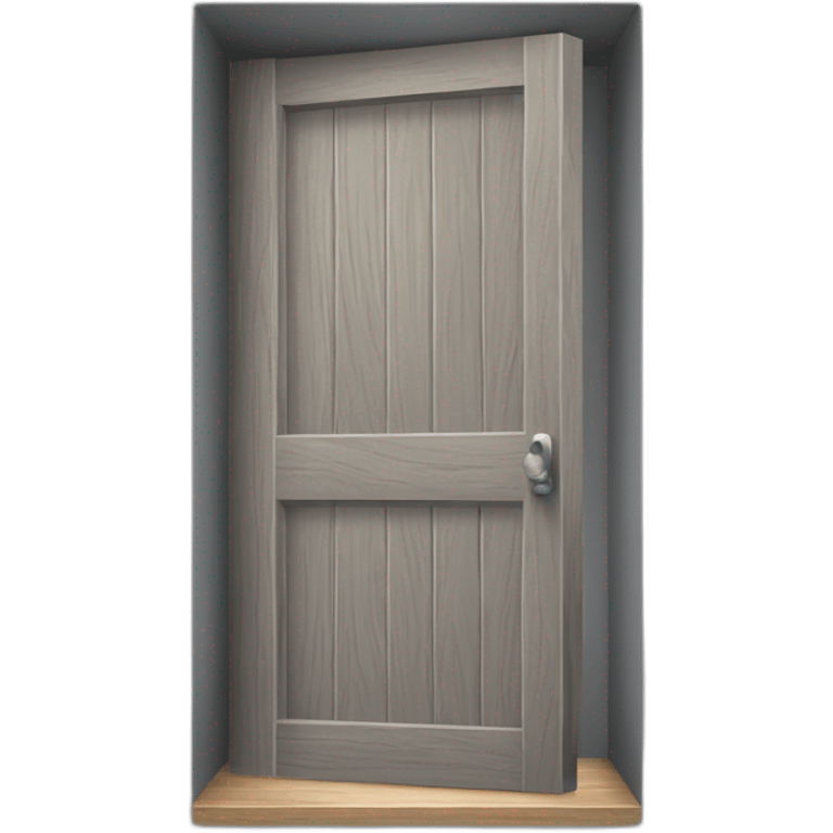 One gray wood open door perspective emoji