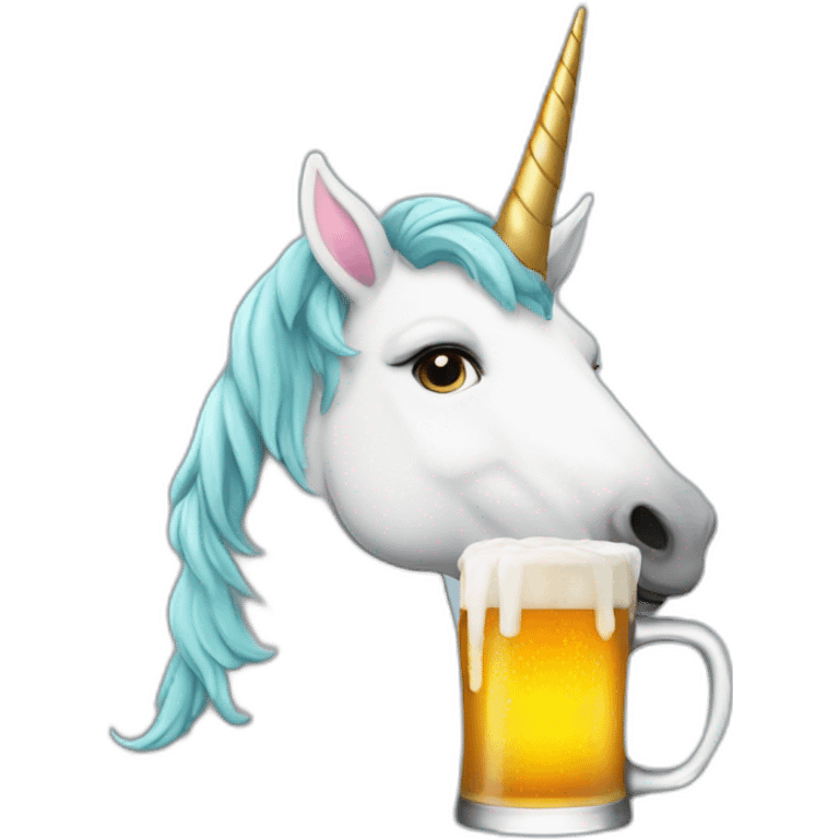 unicorn drinking a beer emoji