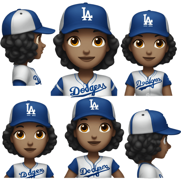 girl with black hair and brown hairs and fair skin wearing an LA Dodgers cap emoji