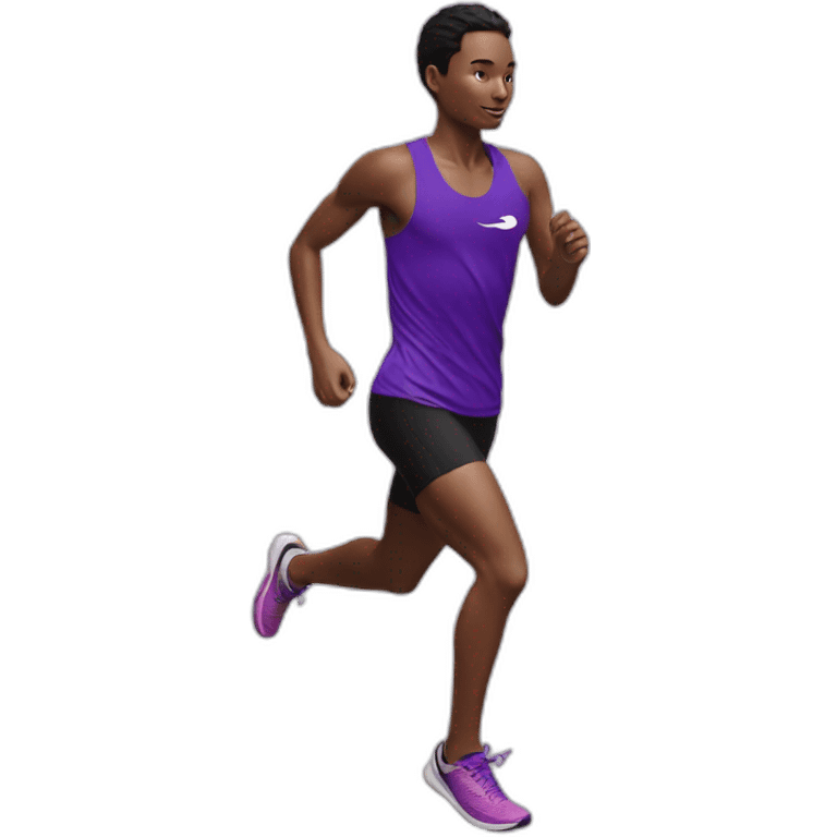 Runner in purple top with swan logo emoji