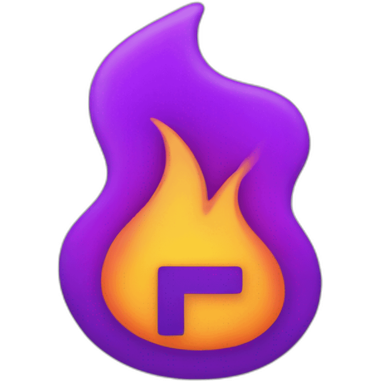 purple letter F  on fire emoji