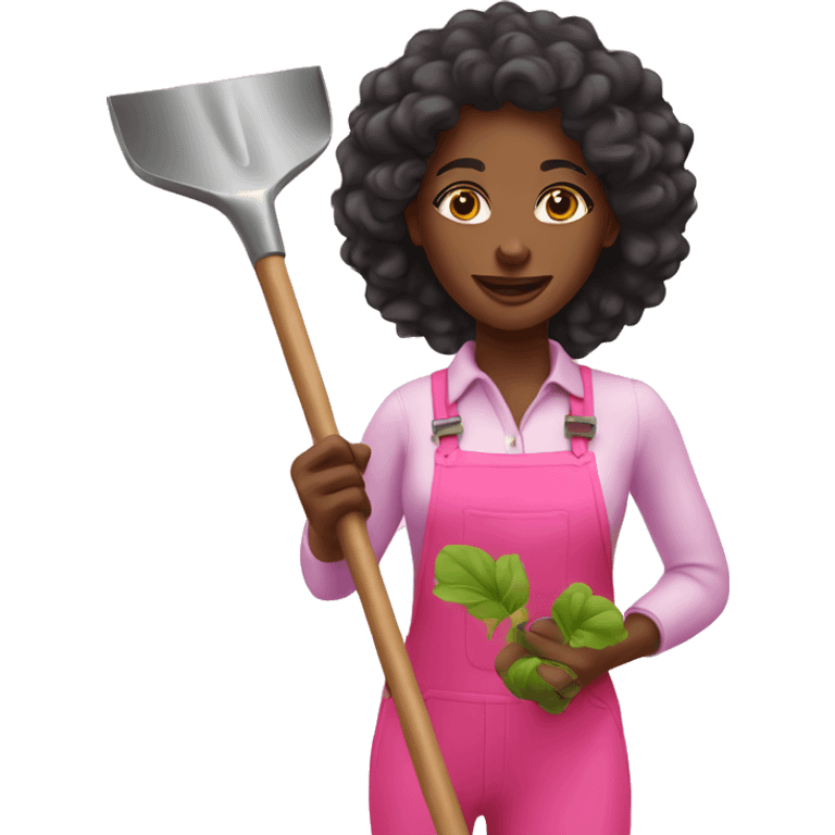 Pretty black woman gardening with pink shovel emoji