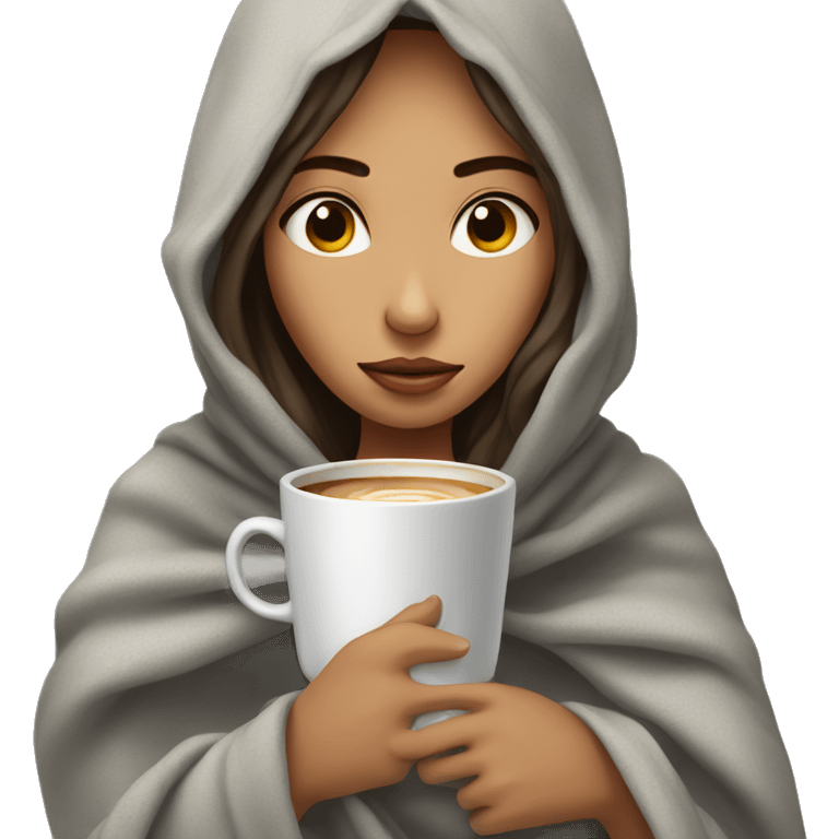 girl inside a blanket sipping coffee eyes closed emoji