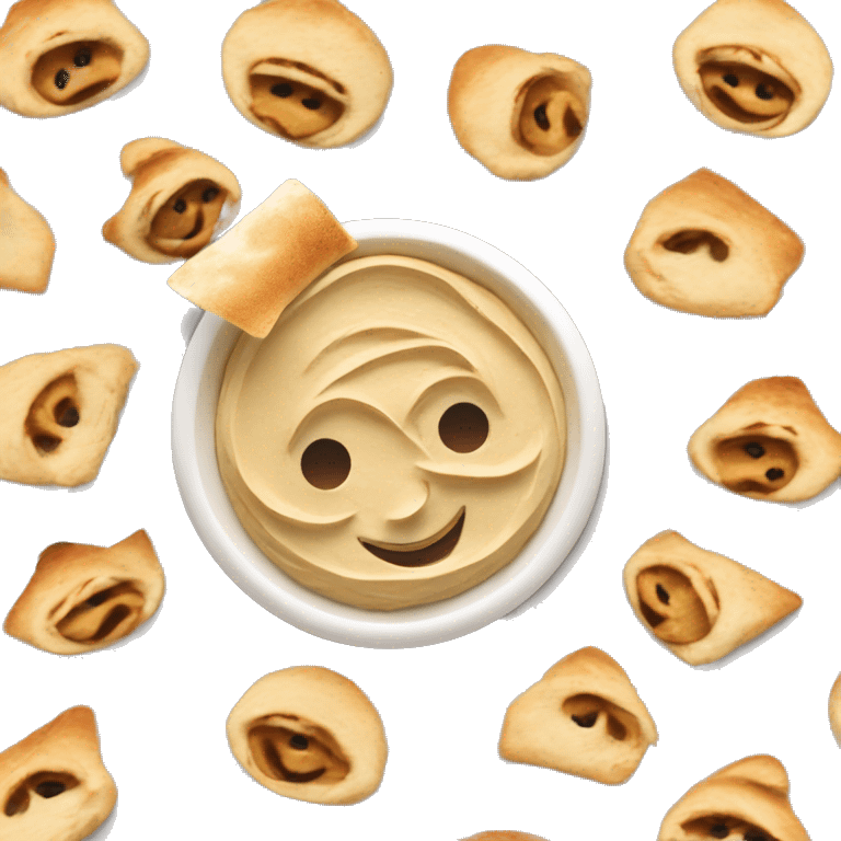 hummus with swirl and pita on the side emoji