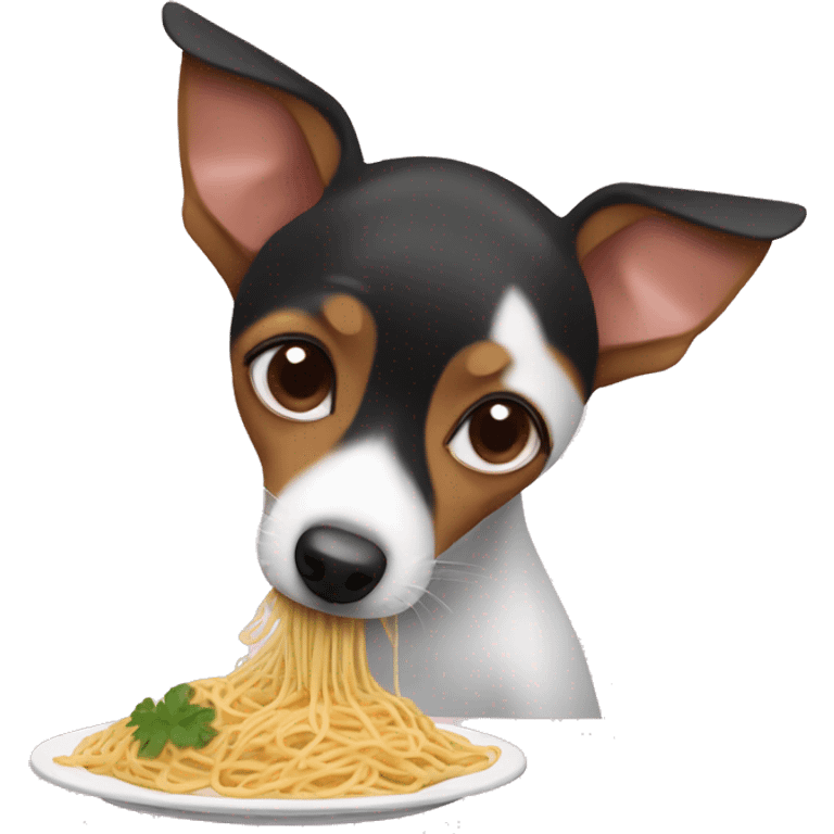 Rat terrier eating spaghetti emoji