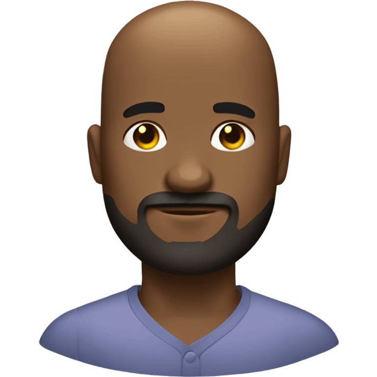 bald black man with mustache and beard and shiny forehead emoji