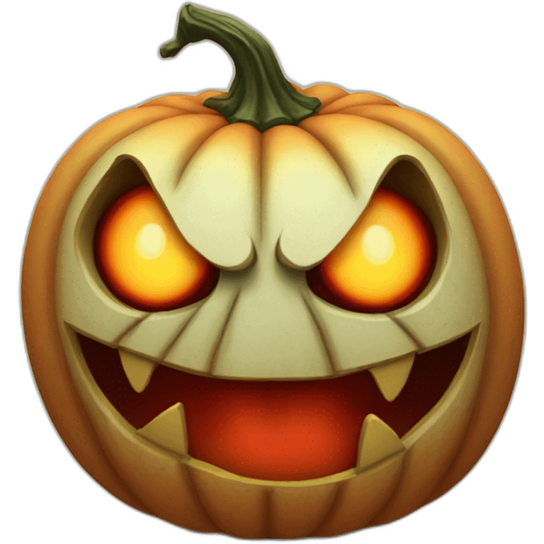 Scary Looking Pumpkin With Red Eyes and a crooked smile emoji