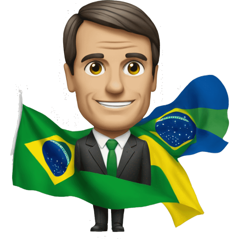 Bolsonaro with a Brazil flag on the second hand emoji