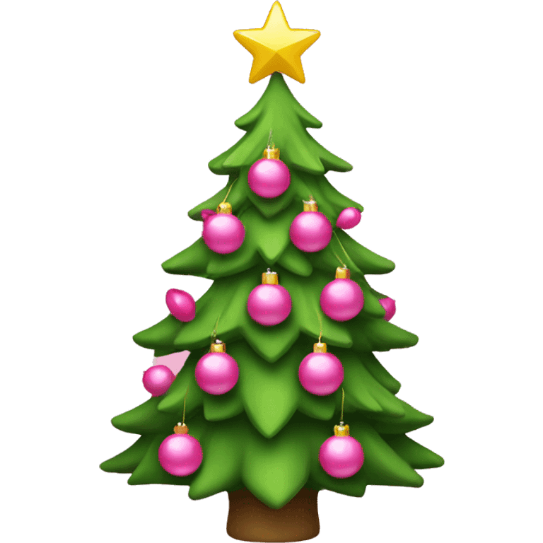 christmas tree with pink ornaments  emoji