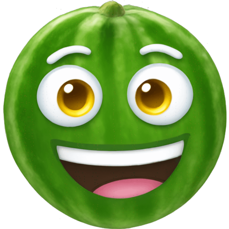 Happy emoji with cucumbers on eyes emoji