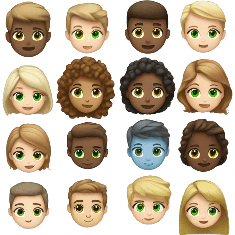 Two people kissing, 1 boy wit blue eyes and brown hear light skin and one girl light brown hair/blonde with green eyes also white skin emoji