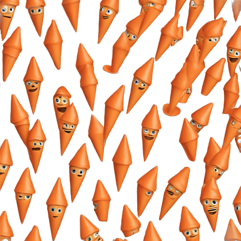 A human with head orange cone who replace his head emoji