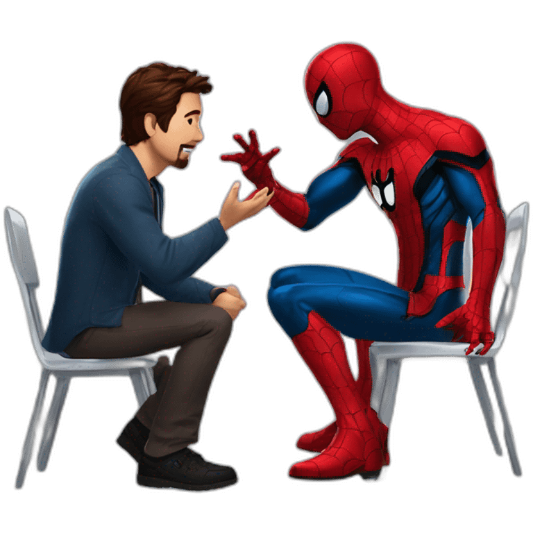 Spider-man talks to iron man emoji