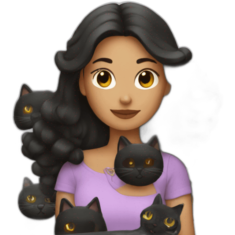 Latina woman with a black cat emoji