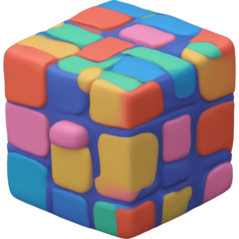 a cube of colorful modeling clay emoji