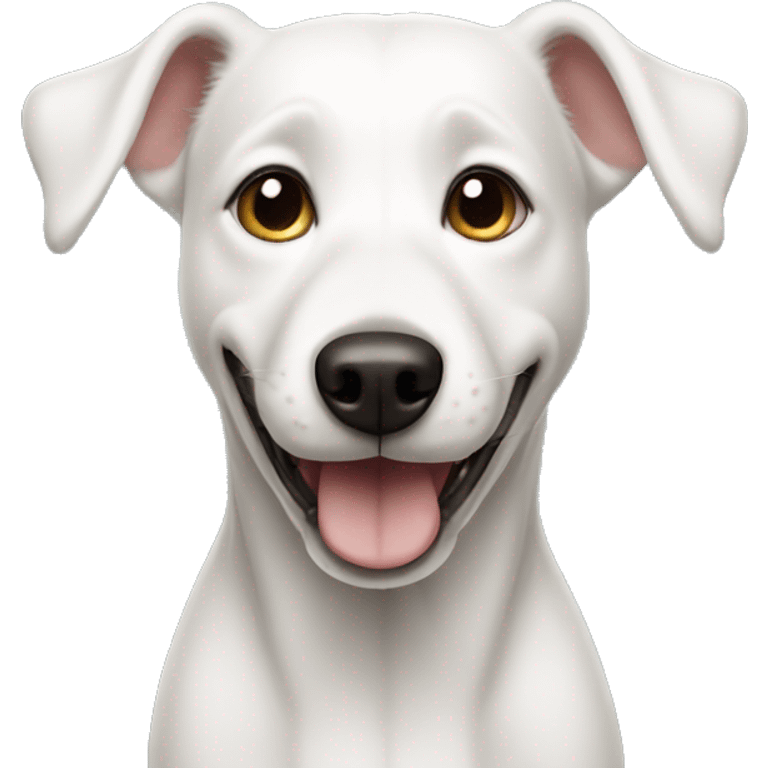 skinny smiling white dog  emoji