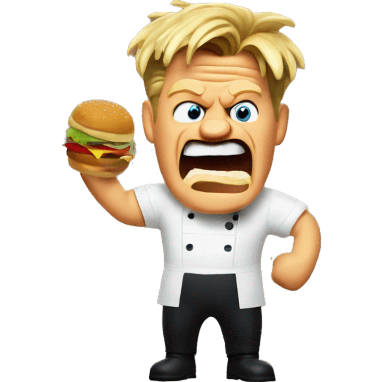 Gordon Ramsay yelling at a burger emoji