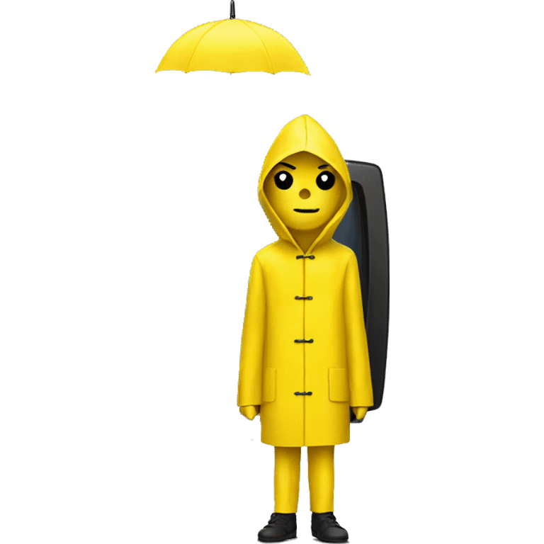 Yellow raincoat with a tv head emoji