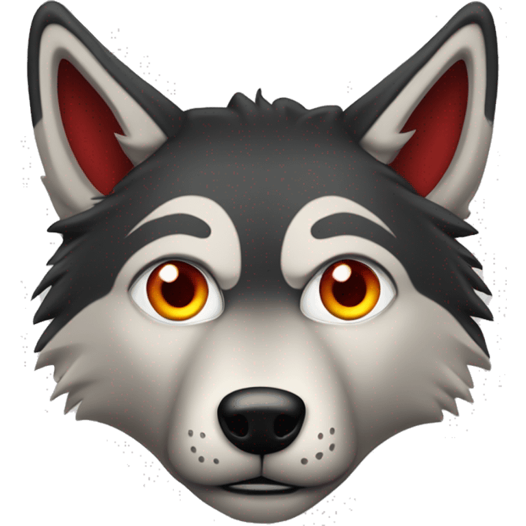 Loup méchant tou noir avec yeux rouges  emoji