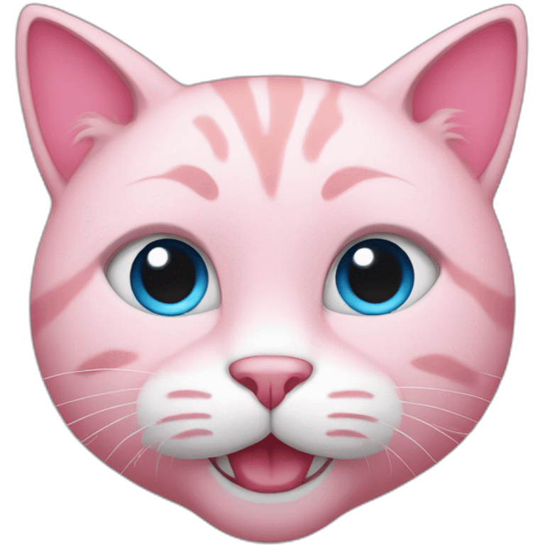 Pink cat with blue eyes and smile emoji