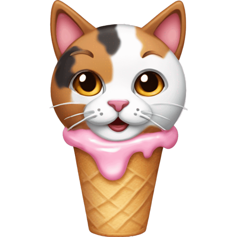 calico cat with icecream sundae  emoji