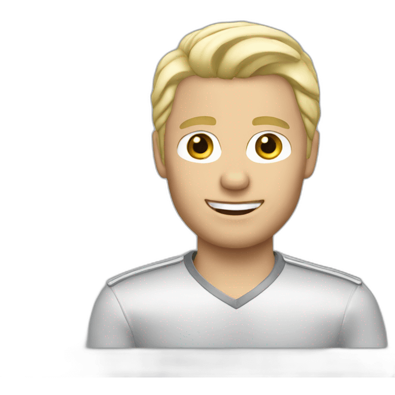 man with blonde hair in silver merCedes car emoji