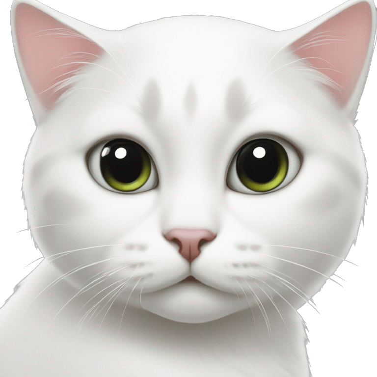 White cat with 2 black spots on her face emoji