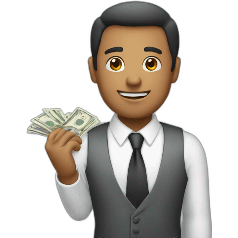 a business man giving money emoji