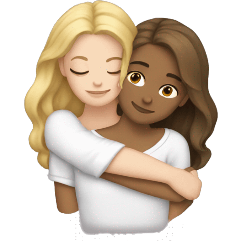 Two white girls cuddling  emoji