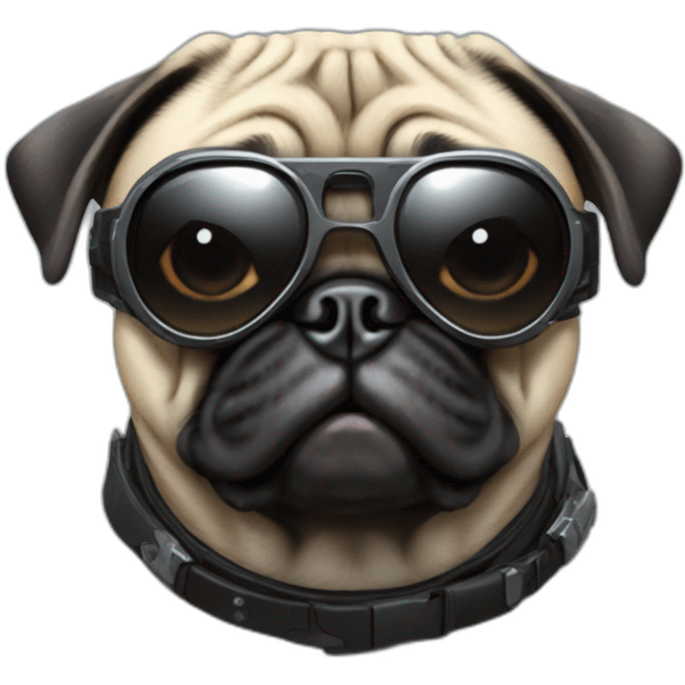 pug with black sunglasses and wearing a cyberpunk suit emoji