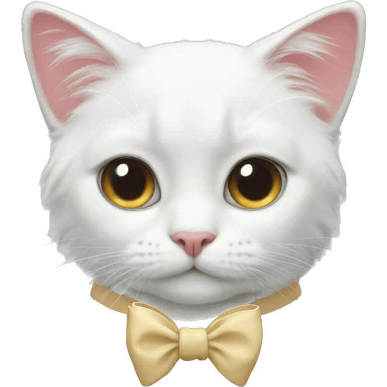 Coqette bow with a white cat emoji