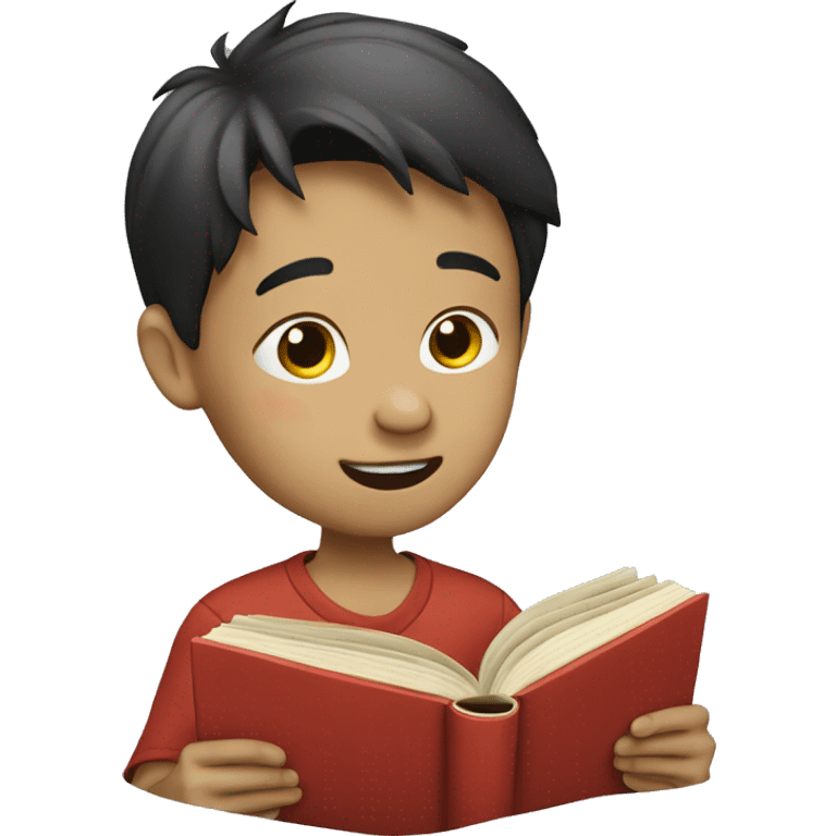 Chinese boy reading book emoji